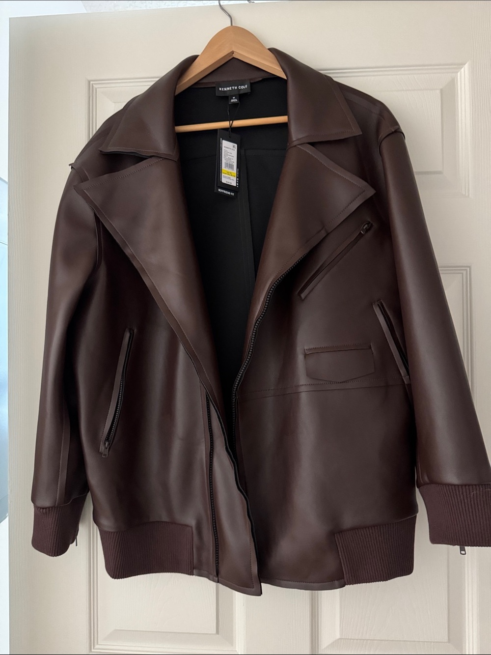 NWT Kenneth Cole Oversized Faux leather Moto Jacket